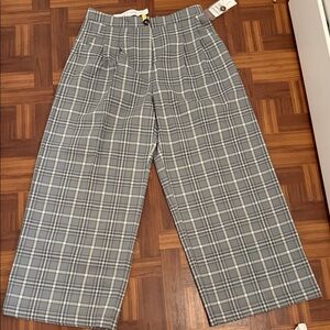 Treasure & Bond Gray Plaid Wide-Leg Pants
